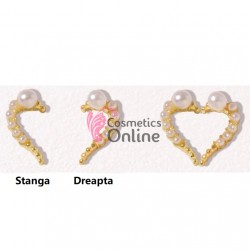 Decoratiuni 3D Metalice 152 Jumatate de inimioara Dreapta aurie cu perle
